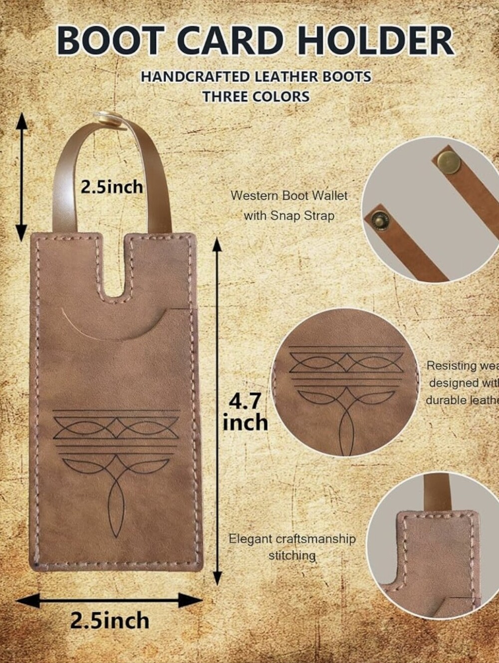 Western Boot Wallets - Light Brown - Picture 3 of 4